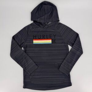 Hurley Youth Long Sleeve Logo Hoodie H20-Dri Shirt Gray Size Medium (10-12)
